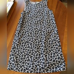 Animal Print Leopard Jumper Gray Black Sleeveless Modest A-line Girl 8 Kid